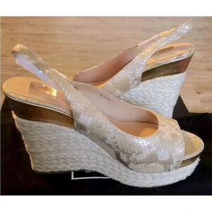 Dolce Vita Beige and Gold Wedges